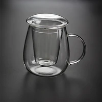 hmlove heat resistant glass teacup handle lid filter office tea set ceremony high boron silicon transparent mug cup 500ml