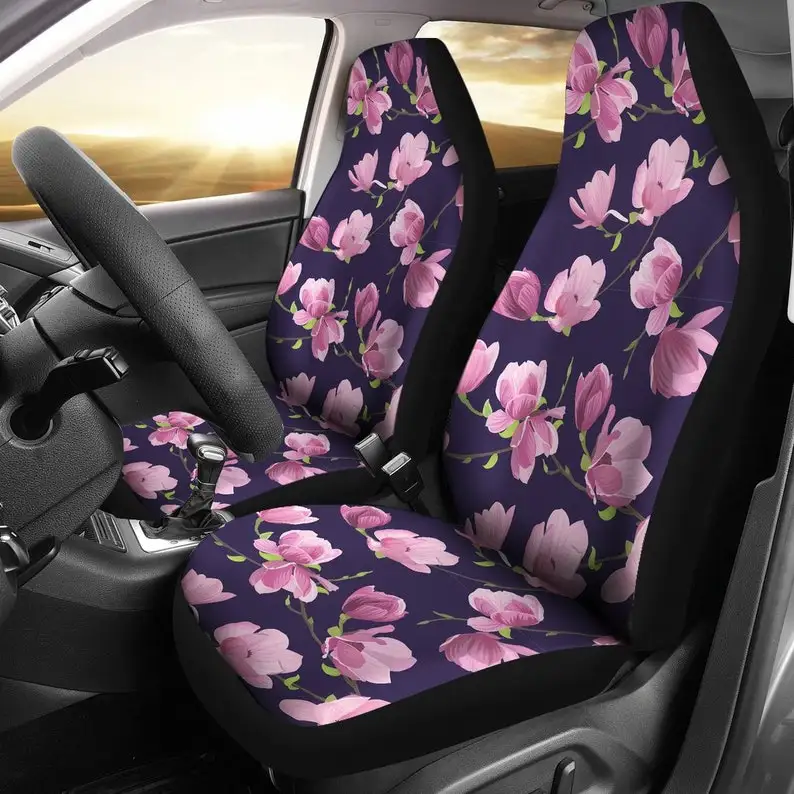 

Purple Pink Floral Flowers Car Seat Covers Pair, 2 Front Seat Covers, Car Seat Protector, Car Accessories