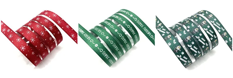 5Yards 10mm Christmas Ribbon Printed Grosgrain Ribbons for Gift Wrapping Wedding Decoration Hair Bows DIY |