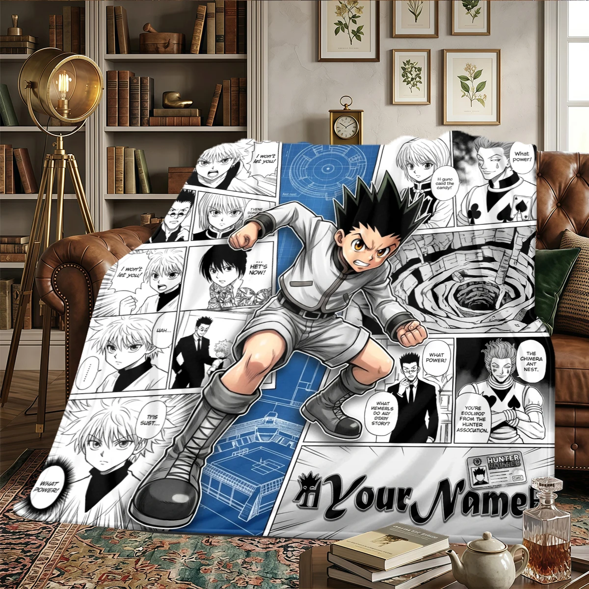 Фото Фланелевое одеяло с принтом Hunter x Hunter - теплое и удобное, подходит для спальни, дивана, кровати, кресла, пикника, путешествий - HE43 №4