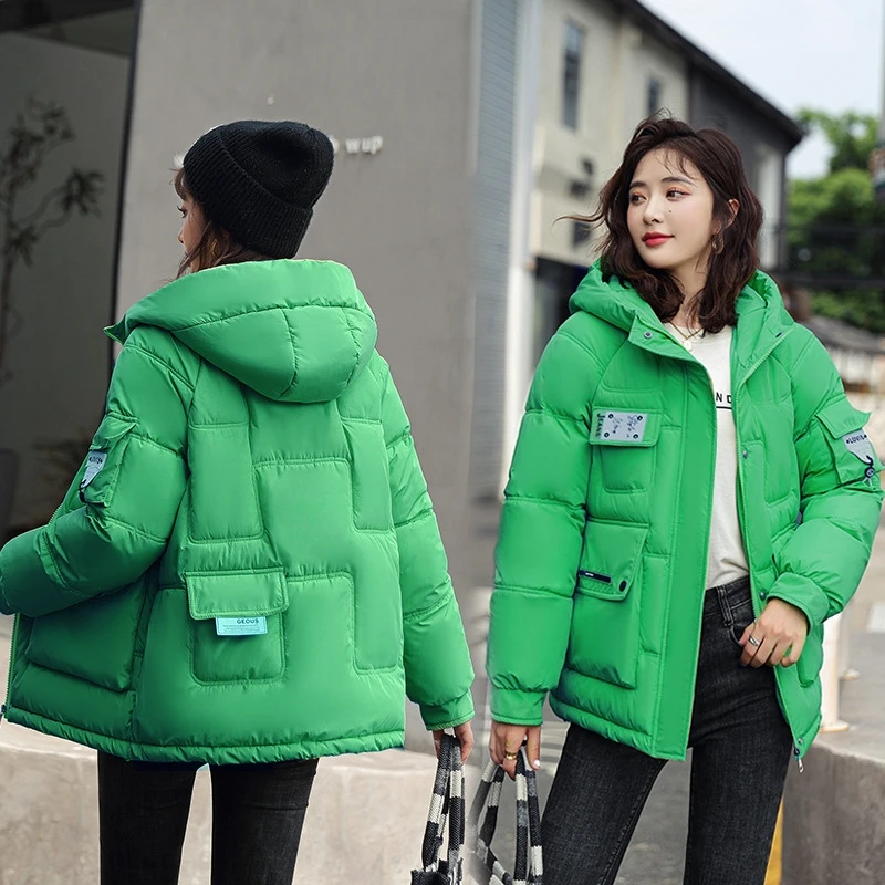 Winter Jacket Women 2022 New Bread Loose Fashion Hooded Cotton Coats Female Clothing Basic Lady Warm Thicken Parkas Raincoat Top