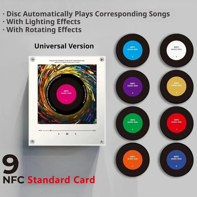 Фото Магнитный светильник NFC для холодильника с сенсорным управлением, воспроизведением музыки и отображением альбомов, магнитный декоративный светильник, ночник с зарядкой USB-C, украшение для холодильника №1