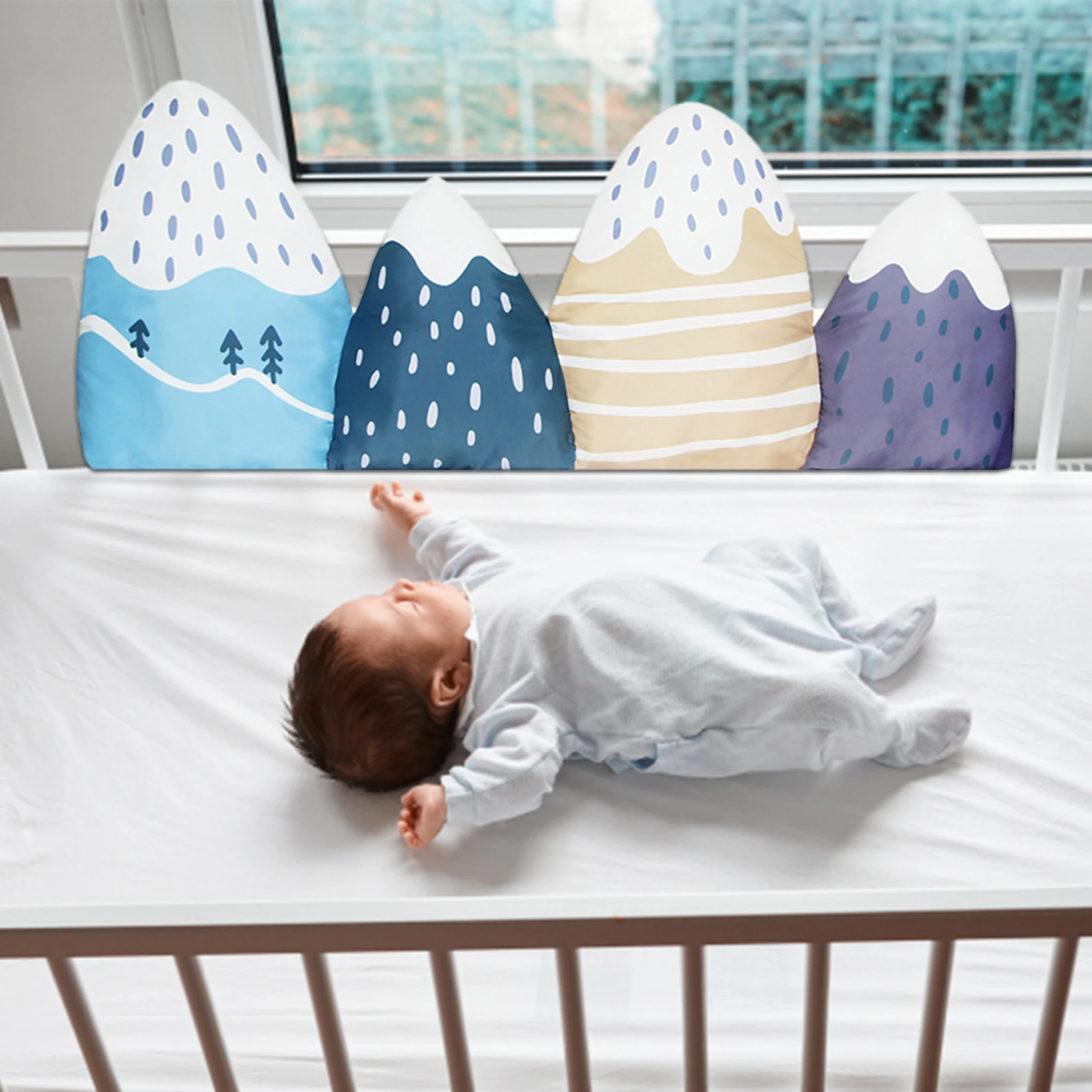 

Baby Crib Bumper Pad Set Pure Cotton Soft Crib Bumper Pads Lines Set Safe Anti-bump Breathable Crib Liner Infant Cushions Bed