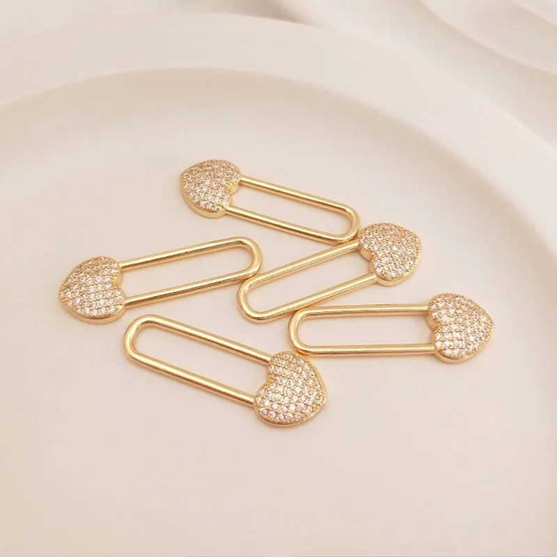 

34*11mm Artifacts Gold Plated 3D Heart Long Lock Charm Pendants For DIY Jewelry Making Accessories Parts Handmade Handicraft