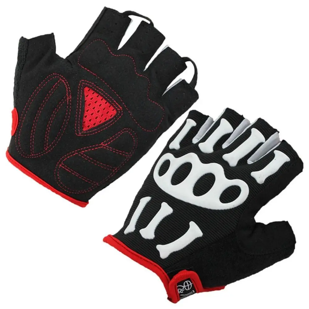 

Sweat Absorbing Skeleton Cycling Gloves, Punk, Ultralight, Half-Finger, Durable, Breathable, Costumes, Bicycle