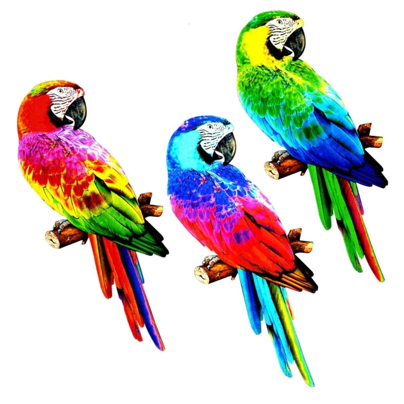 

3pcs Metal Parrot Wall Art 15in Inspirational Wall Decor Colorful Bird Sculpture