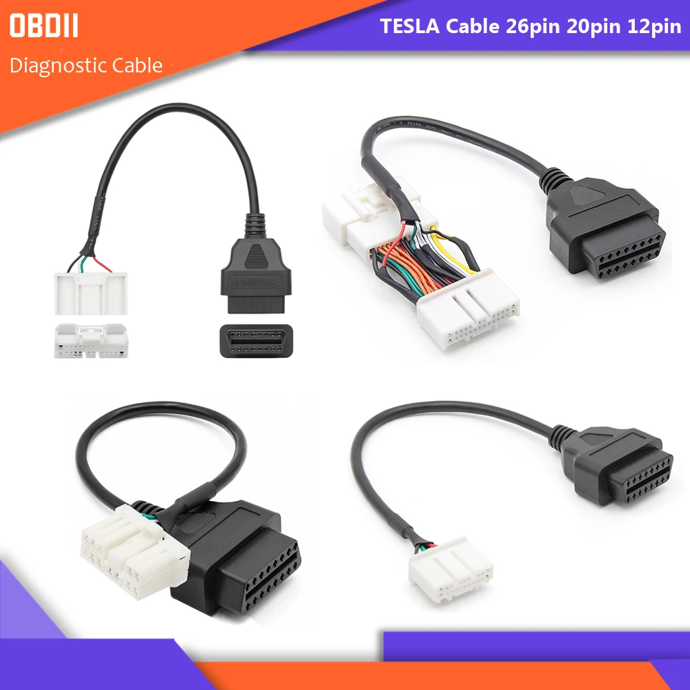Диагностический кабель для Tesla OBD2 26Pin 20pin 12-контактный разъем OBDII 16-контактный