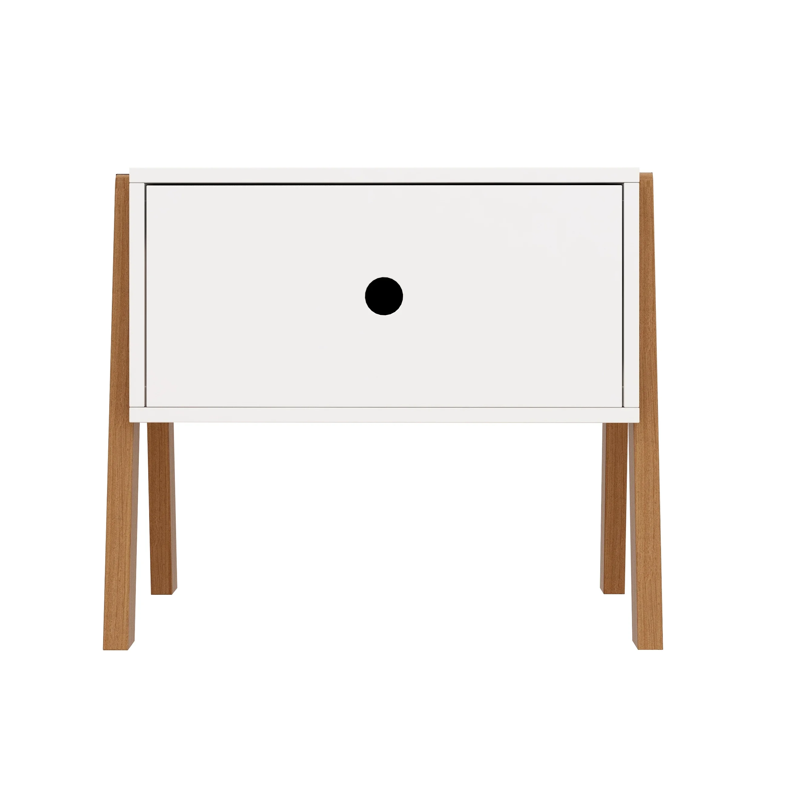 

Bamboo wood frame bedside table White