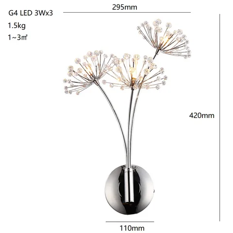 Современное Хрустальное светодиодное освещение, настенный светильник для гостиной, бра из нержавеющей стали для спальни, Хрустальный цветочный светильник для кухни