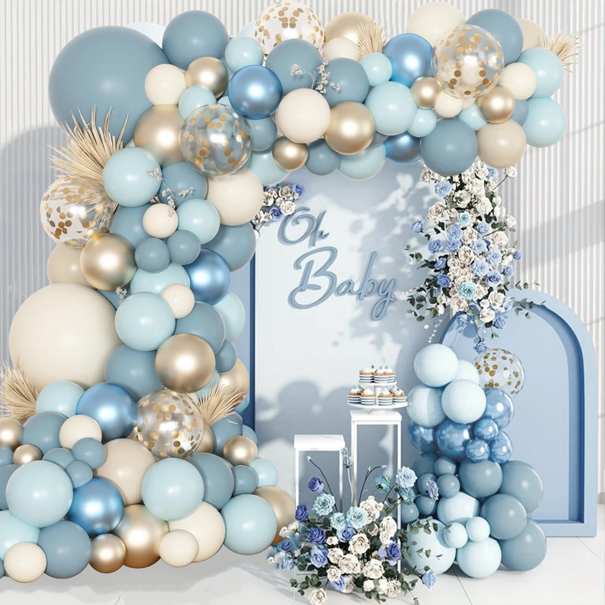 Розовые синие воздушные шары гирлянда арочный комплект украшение для дня