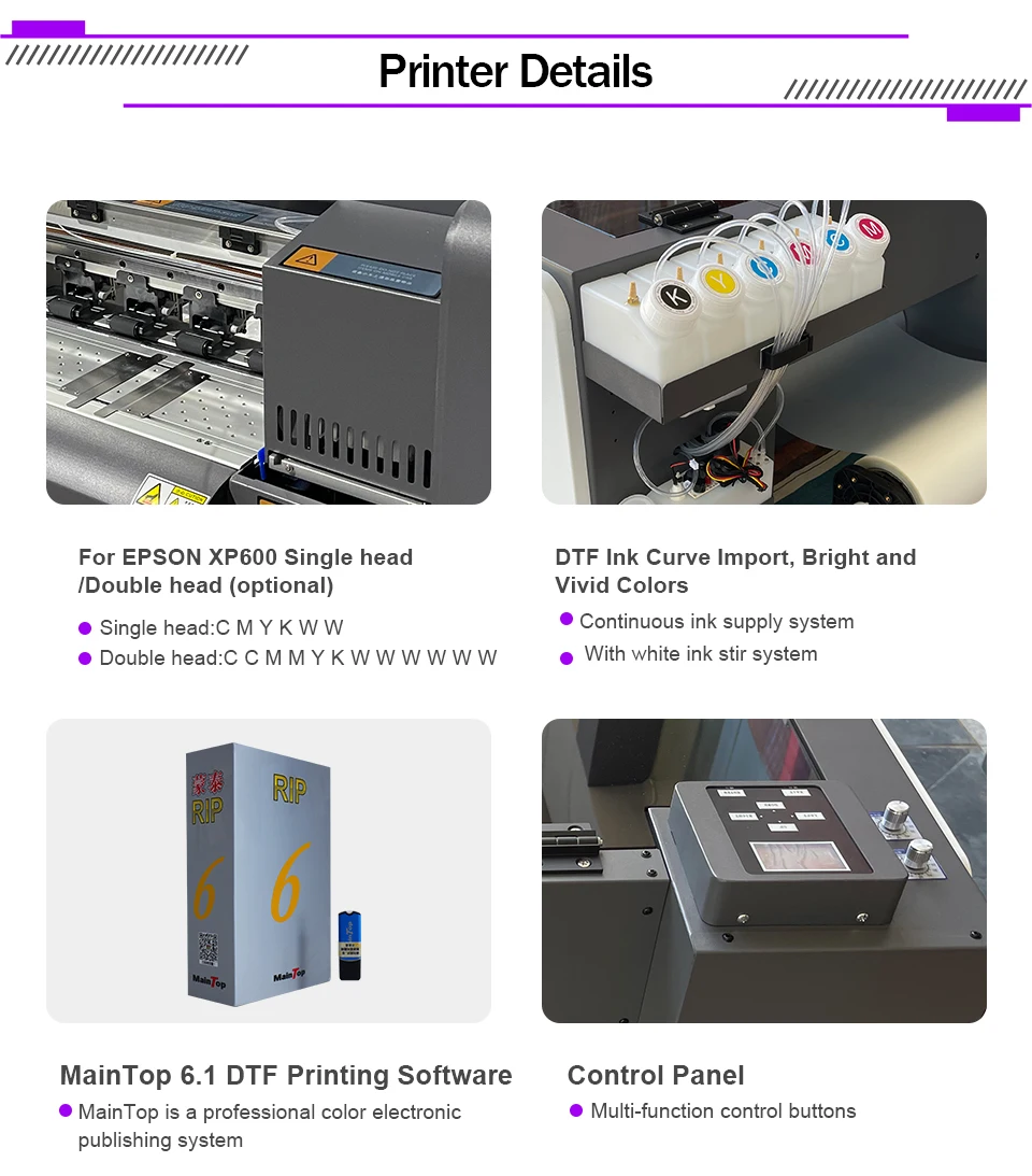 Принтер A2 DTF для Epson Dual XP600 Печатающие головки Прямая машина пленочной печати