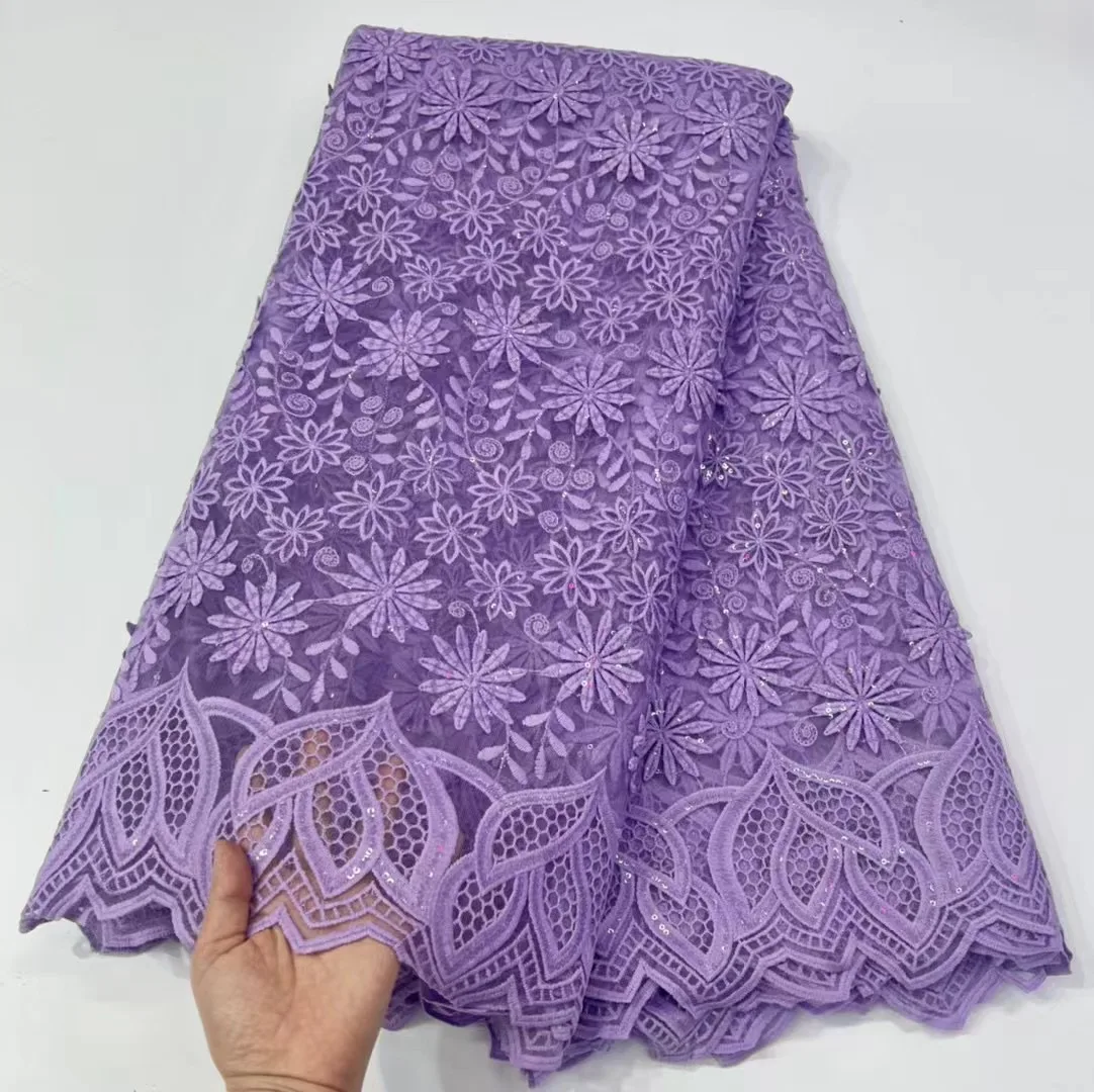 

Purple African Lace Fabric 2022 High Quality 3D Milk Silk Lace Fabric with Sequins Nigerian Lace Fabric for Wed Party LHD22141