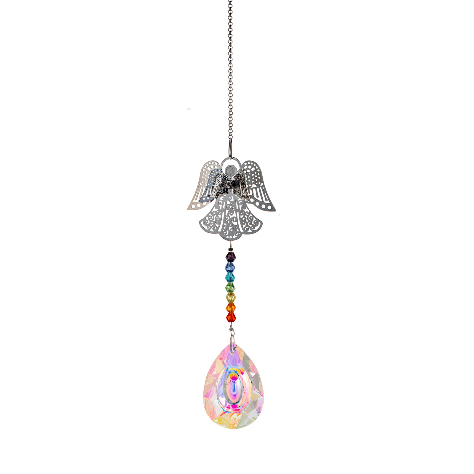 

Guardian Angel Car Charms Rainbow Crystal Chakra Beads With Metal Angel Guardian Angel Car Charms As Home/Car Decoration & Porch