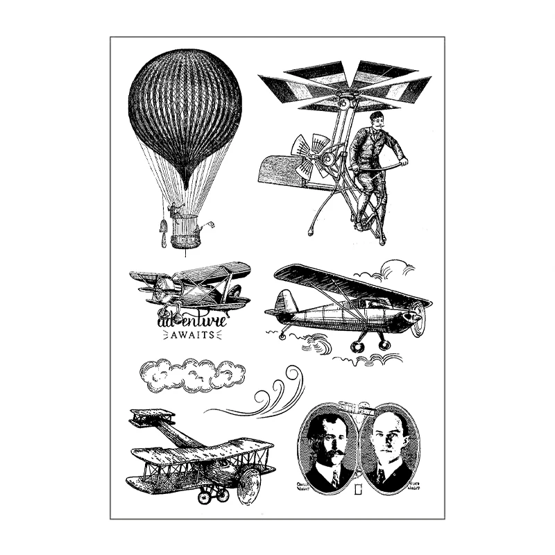 

Retro Hot Air Balloon Aircraft Clear Stamps/seal for Scrapbooking DIY Card Making Transparent Stamp Journal Planner 11*16cm