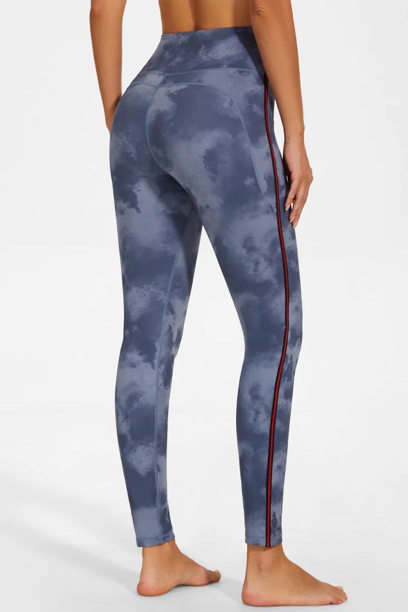 Yoga High Waist Ankle Leggings Women Tie Dye Push Up Beauty Hip Yoga Pants Ladies Gym Fitness Sportswear Running Peach Hip Pants