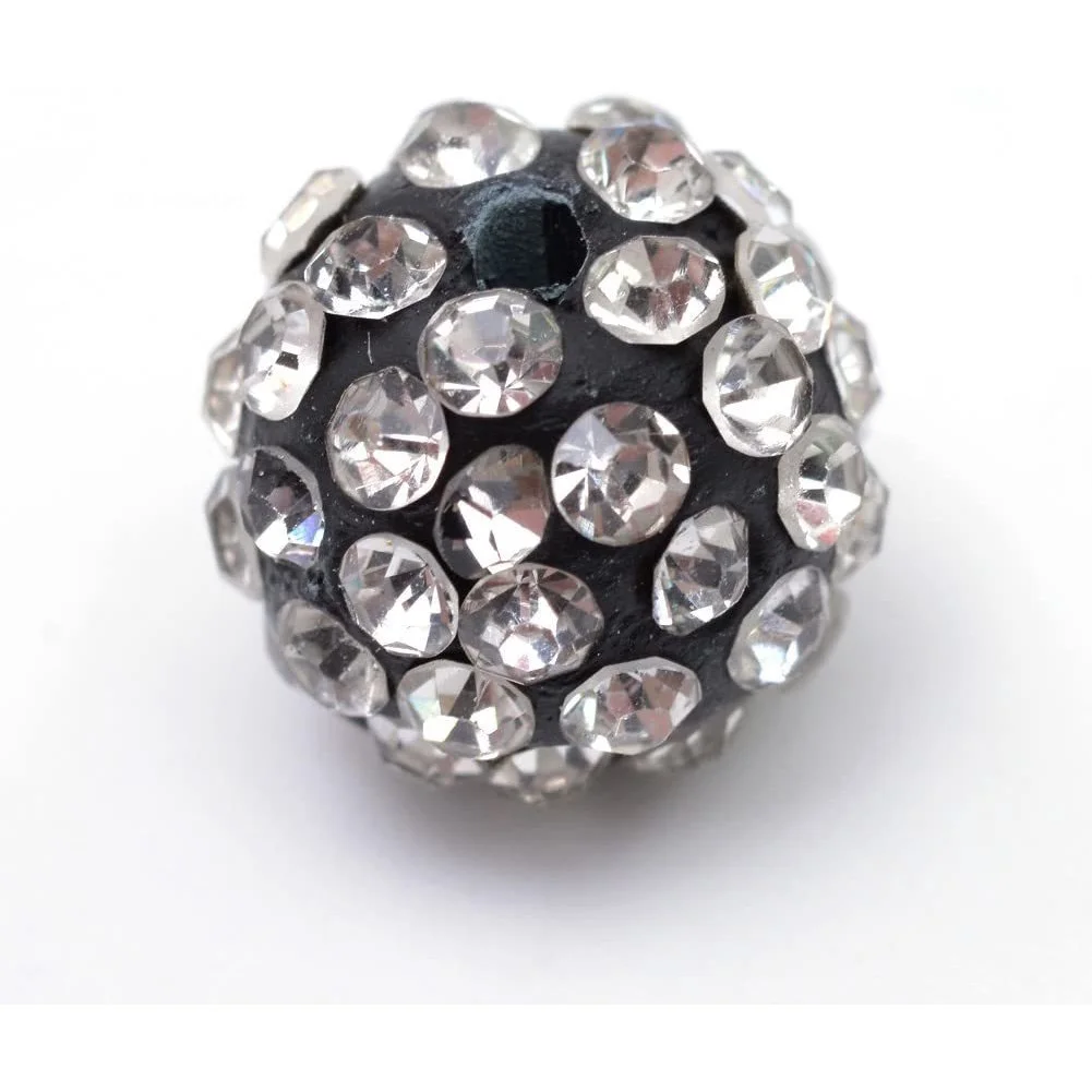 

12mm 100pcs Crystal Pave Czech Rhinestone Disco Ball Clay Spacer Beads Round Polymer Clay Charms Beads for Jewelry Making