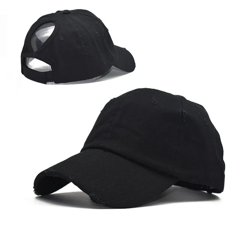 

Ponytail Baseball Cap Messy Bun Hats for Women Washed Cotton Snapback Caps Casual Summer Sun Visor Female Outdoor Sport Hat
