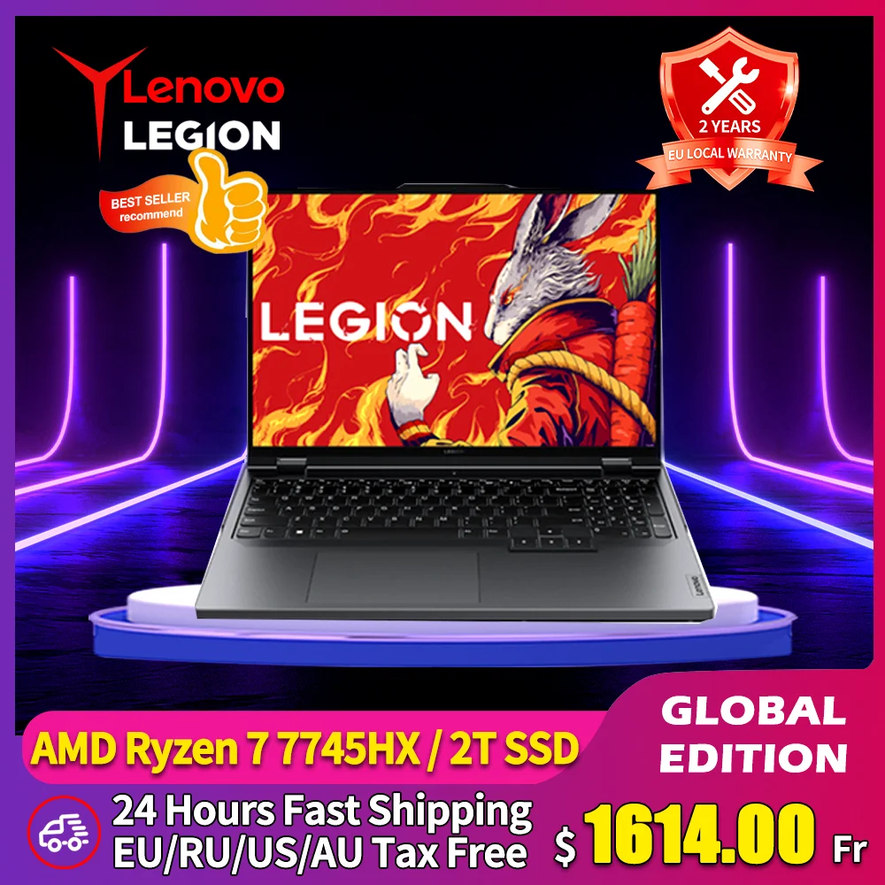 

Игровой ноутбук Lenovo Legion R9000P 2023 Esports, игровой ноутбук R7 7745HX 32 ГБ 2T, ноутбук 16 дюймов GeForce RTX 4060 с клавиатурой из натурального дерева