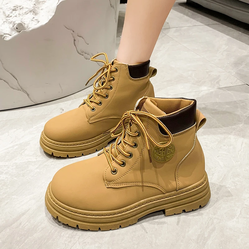 

Женские ботильоны с круглым носком, белые ботинки на шнуровке, низкие ботинки в стиле «лолита», прорезиненные ботинки средней длины для осени и лета, 2023