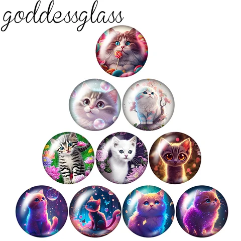 Круглые стеклянные кабошоны Goddessglass 10 шт., 12/18/20/25 мм