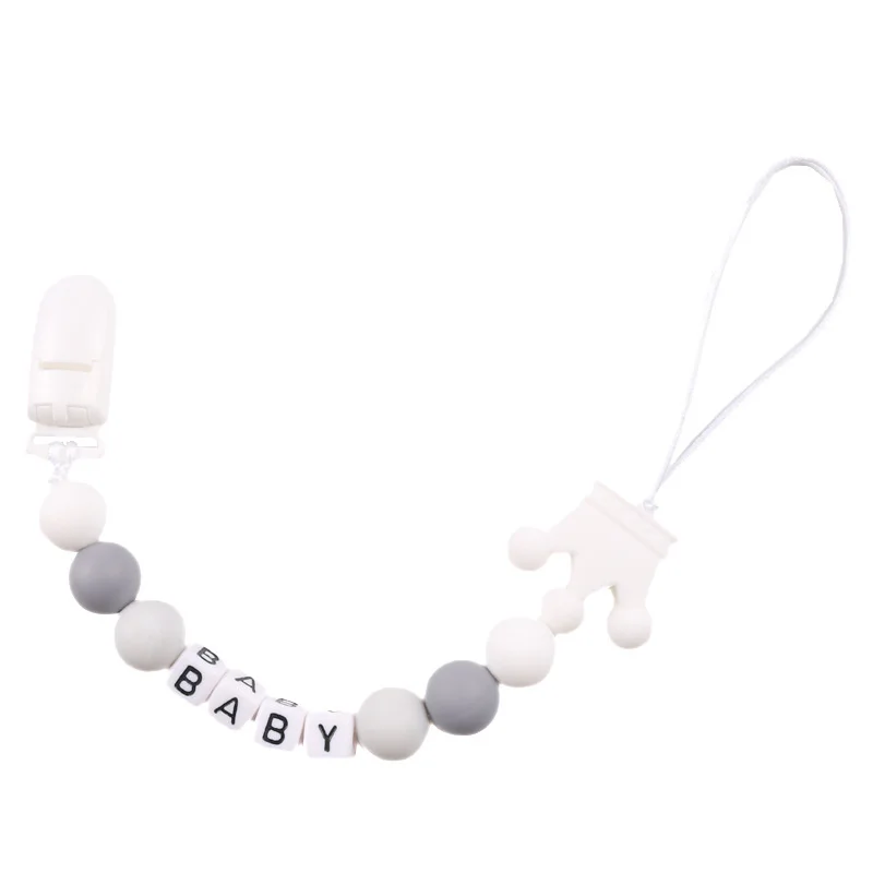 1Pcs Custom Personalized Name Pacifier Clip Handmade Beech Chain Silicone Doughnut Holder Soother Baby Teething Toys Chew Gifts - купить по
