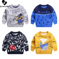 autumn winter kids pullover sweater boys cartoon dinosaur letter jacquard thick o neck knitted sweaters tops clothing for 2 8y