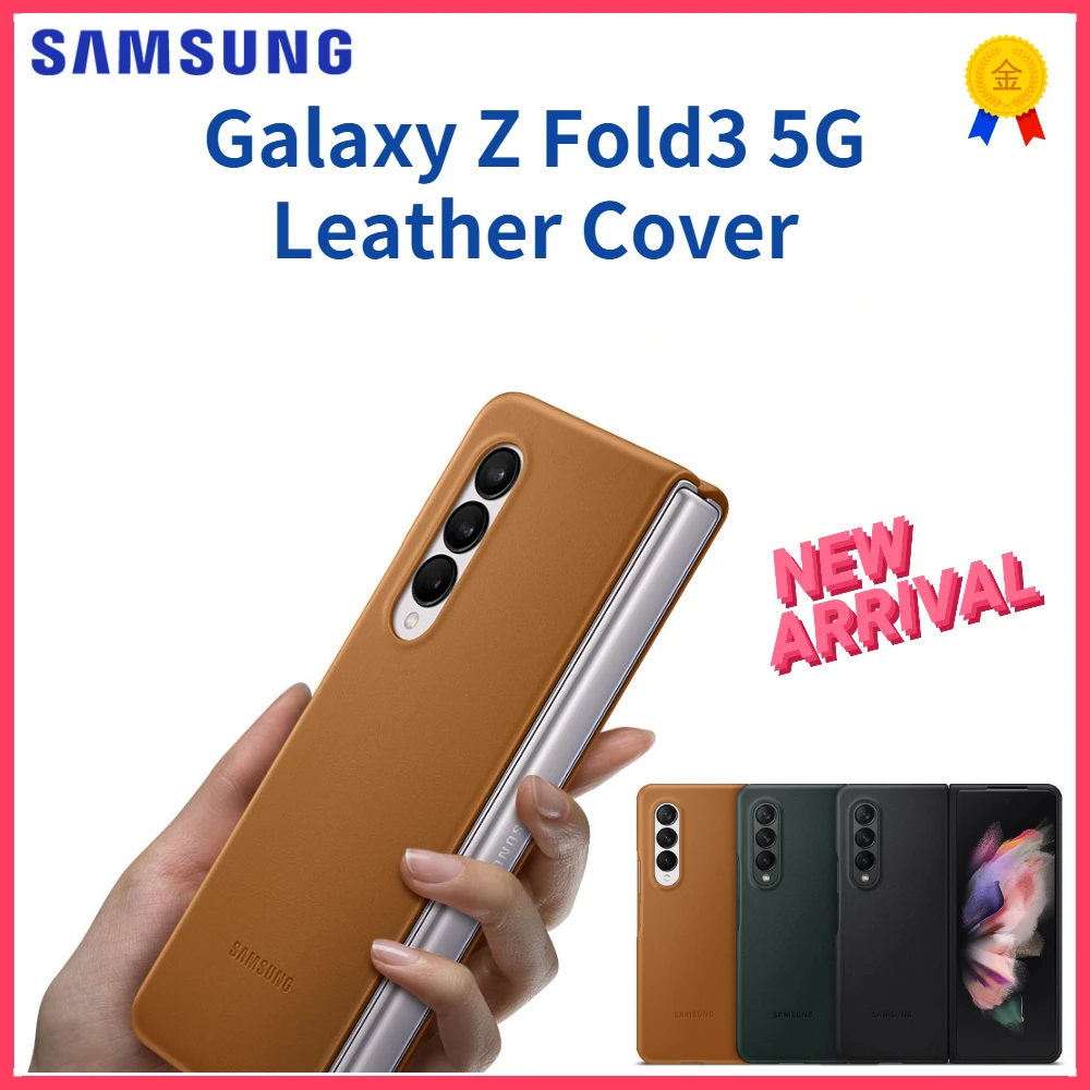 

Original Samsung For Galaxy Z Fold3 5G Leather Cover Galaxy Z Fold3 5G Half-wrapped Case Plain Case Original Z Fold3 Case