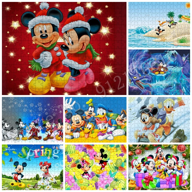 

Mickey Mouse Clubhouse Jigsaw Puzzle Nursery DIY Disney Movie Characters Donald Duck 1000 Pieces Paper Puzzle Game Toys 3D Decor