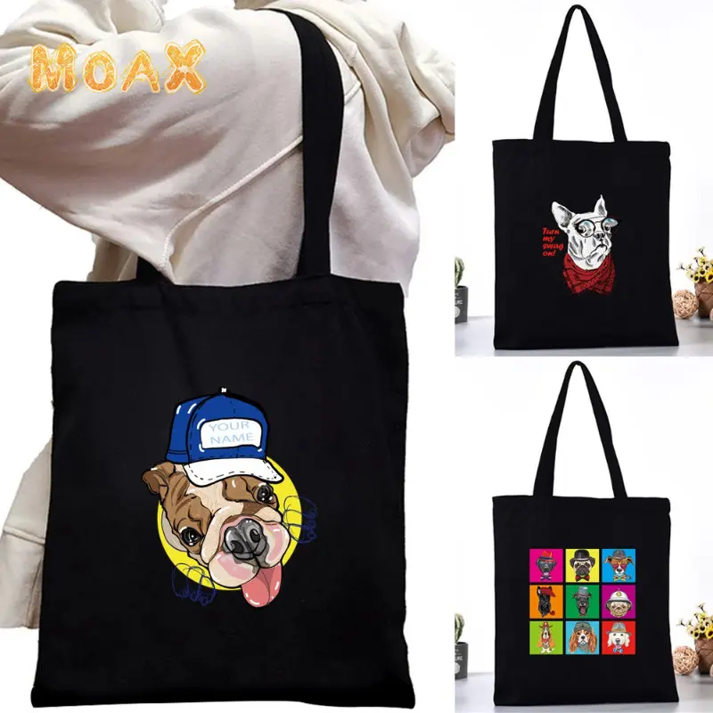 

Lovely Dogs Printed Shoulder Bag for Animal Lover Women Shopping Casual Canvas Handbag Travel Large Capacity Reuseable Tote Bags