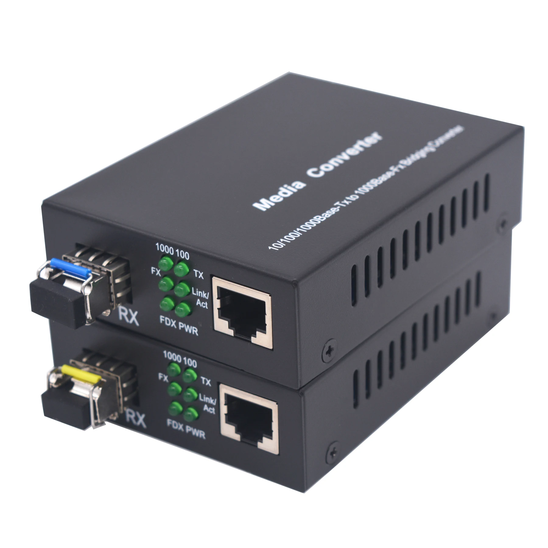 A pair of 1.25G BiDi Gigabit Ethernet Single-Mode LC Fiber Media Converter, 2PCS SFP transceiver module,RJ45 to SFP Slot 20Km
