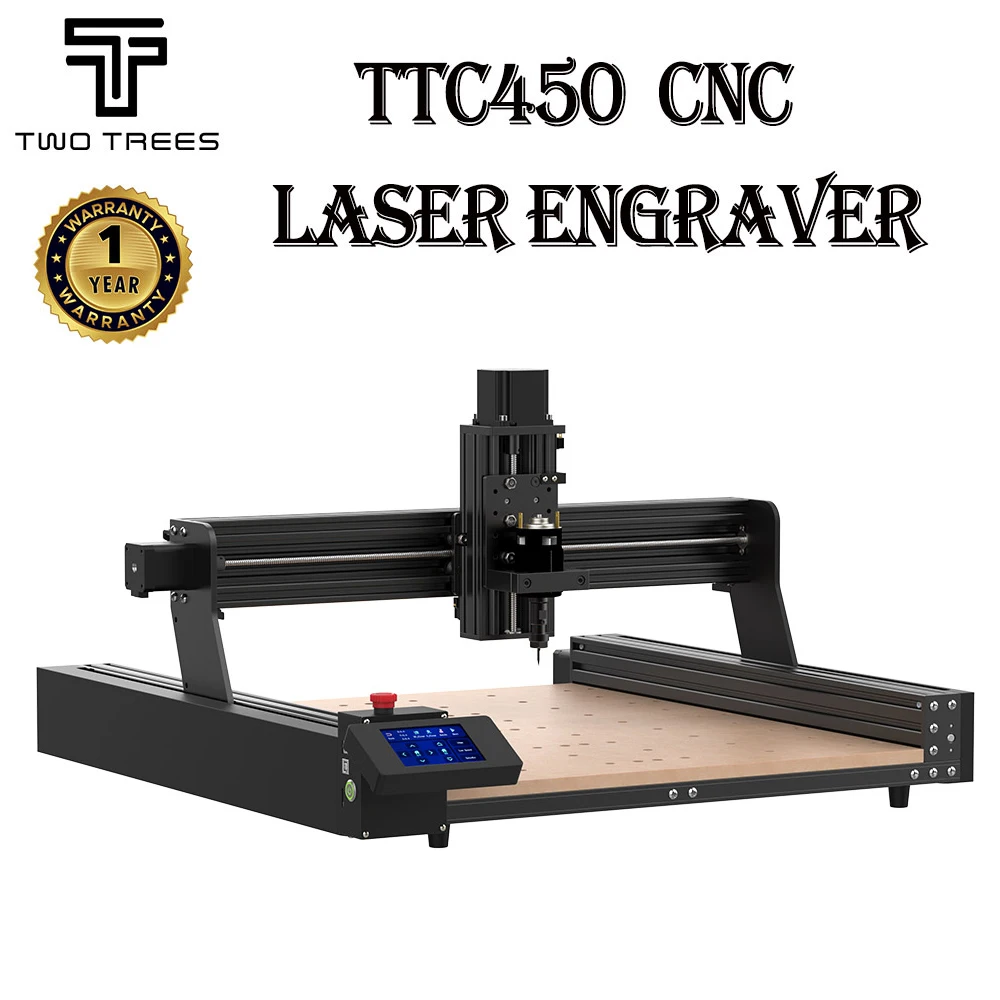 TwoTrees TTC450 CNC Milling Machine All Aluminum Frame Laser Engraver Cnc Router For MDF PVC Epoxy Wood Metal Carving Cutting