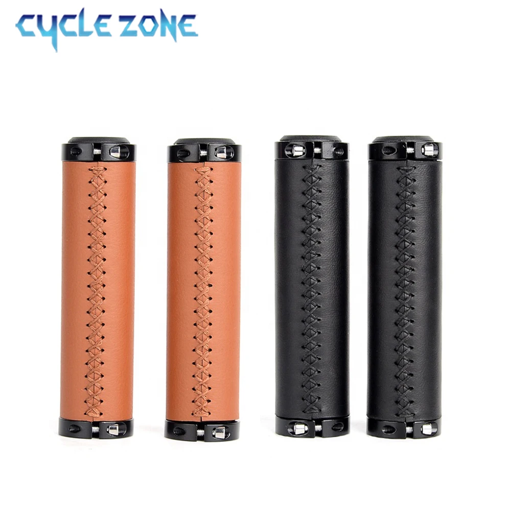 Кожаные Нескользящие амортизирующие Грипсы для руля велосипеда 135 мм