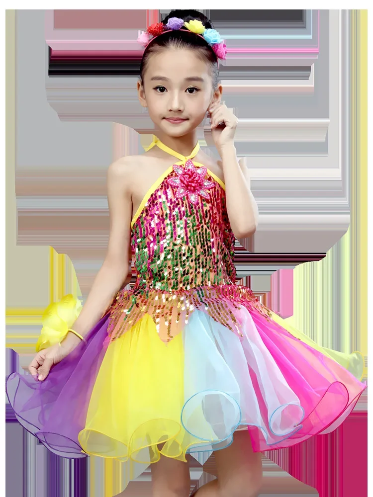Детский костюм для девочек пышная юбка платье принцессы танцевальный хора