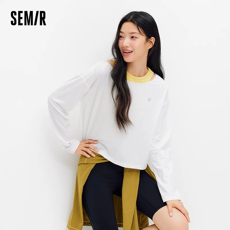 Фото Женская футболка Semir с длинным рукавом, влагоотводящая, быстросохнущая, укороченная, с вырезами, лето 2026 №4