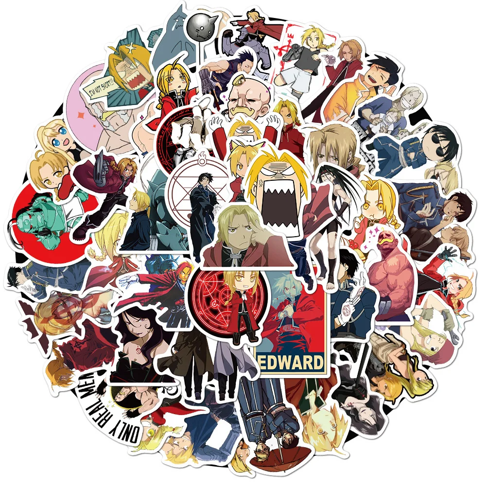 

10/30/50PCS Fullmetal Alchemist Cartoon Graffiti Waterproof Sticker Creative Trend Decoration Refrigerator HelmetGuitarWholesale