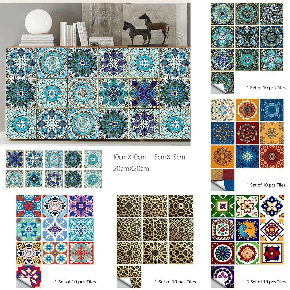 

10pcs Wall Stickers Floor Stickers Kitchen Stickers Oil-proof Waterproof Stickers Bathroom Furniture Bedroom Wallpaper Flooring
