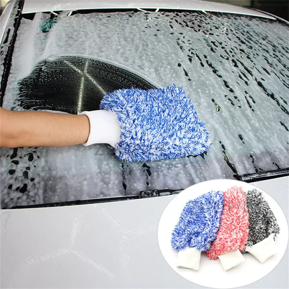 

Double-sided Thick Plush Car Wiping Gloves Super Soft Wash Mitt Glove Ultra Car Detailing Cleaning Premium Wash Glove