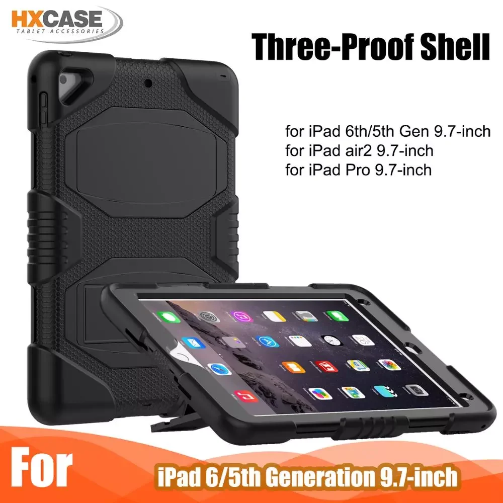 

Built-in kickstand silicone tablet case for ipad 5th 6th pro 9.7 air 2 shockproof cover