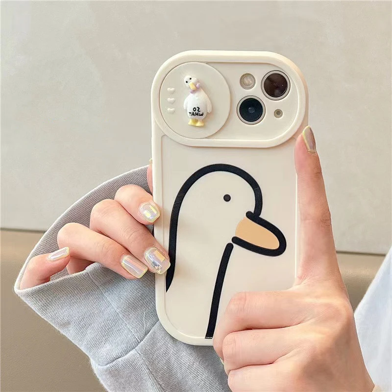 

Милый силиконовый чехол с изображением утки для телефона iPhone 11 12 13 14 Pro Max X, мягкий чехол-органайзер, чехол для телефона, защитный чехол для камеры