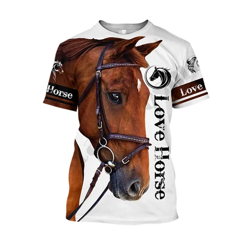 3D Printing Horse Shirt Unisex Fashion Women's Tee Shirt Large Loose O-Neck T-Shirt Casual Short Sleeve T Shirt Horse Clothes