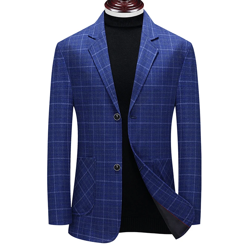 

New 2022 For Spring Autumn Luxury Men Plaid Suit Blazers Fashion Brand Casual Oversize 3XL Clothes