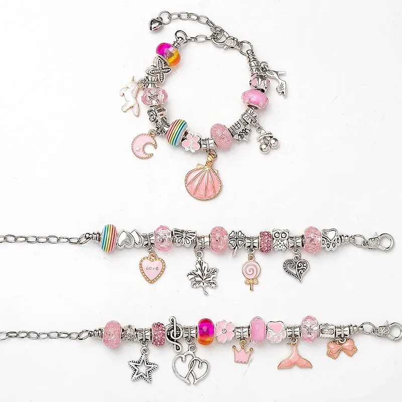 

DIY Popular Children's Handmade Crystal Loose Bead Alloy Bracelet Beaded Material Bag Accessories Gift Box