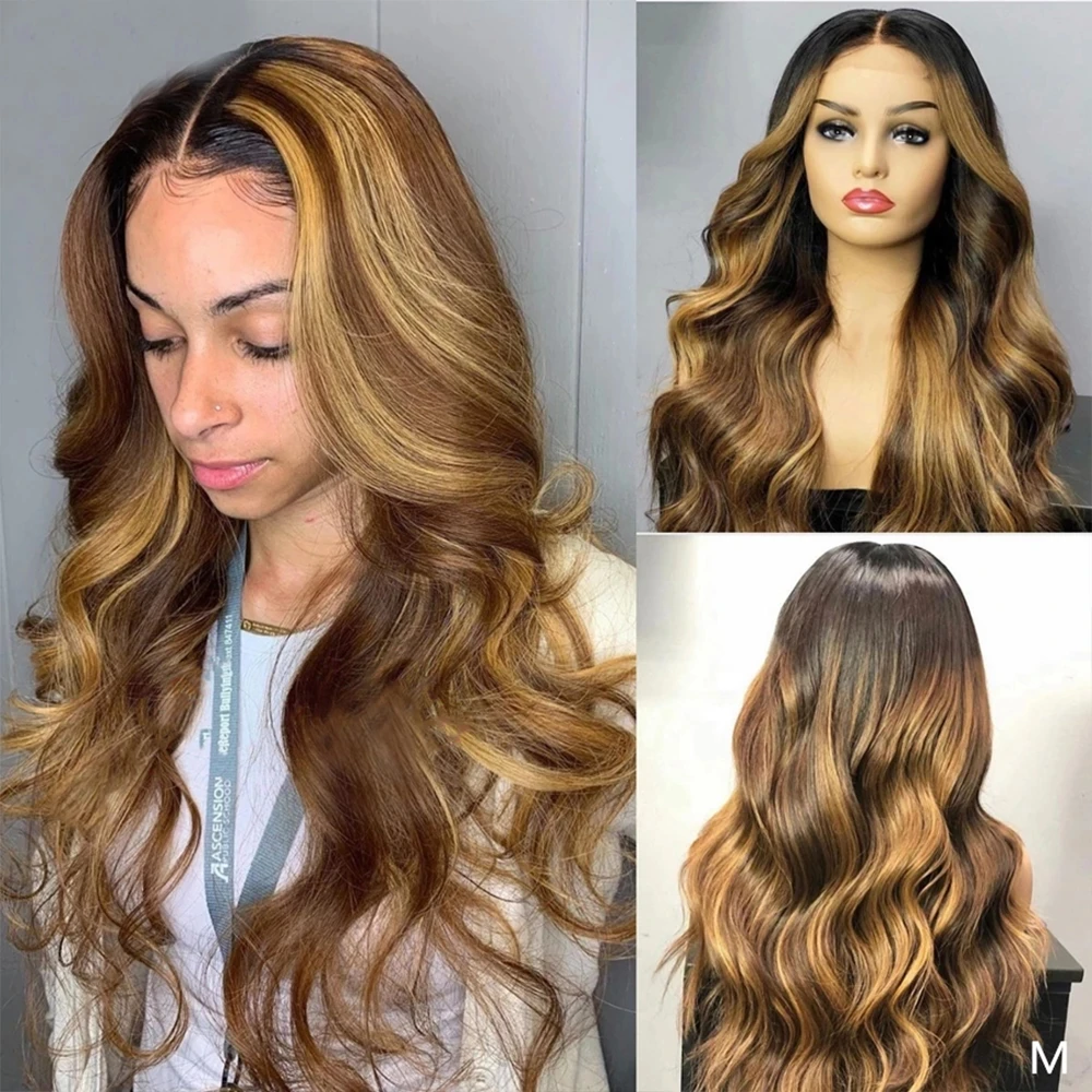 

Soft 28'' 21A Grade Highlight Blonde Body Wave European Human Hair Jewish 5x5 Silk Top Lace Front Wig For Black Women BabyHair