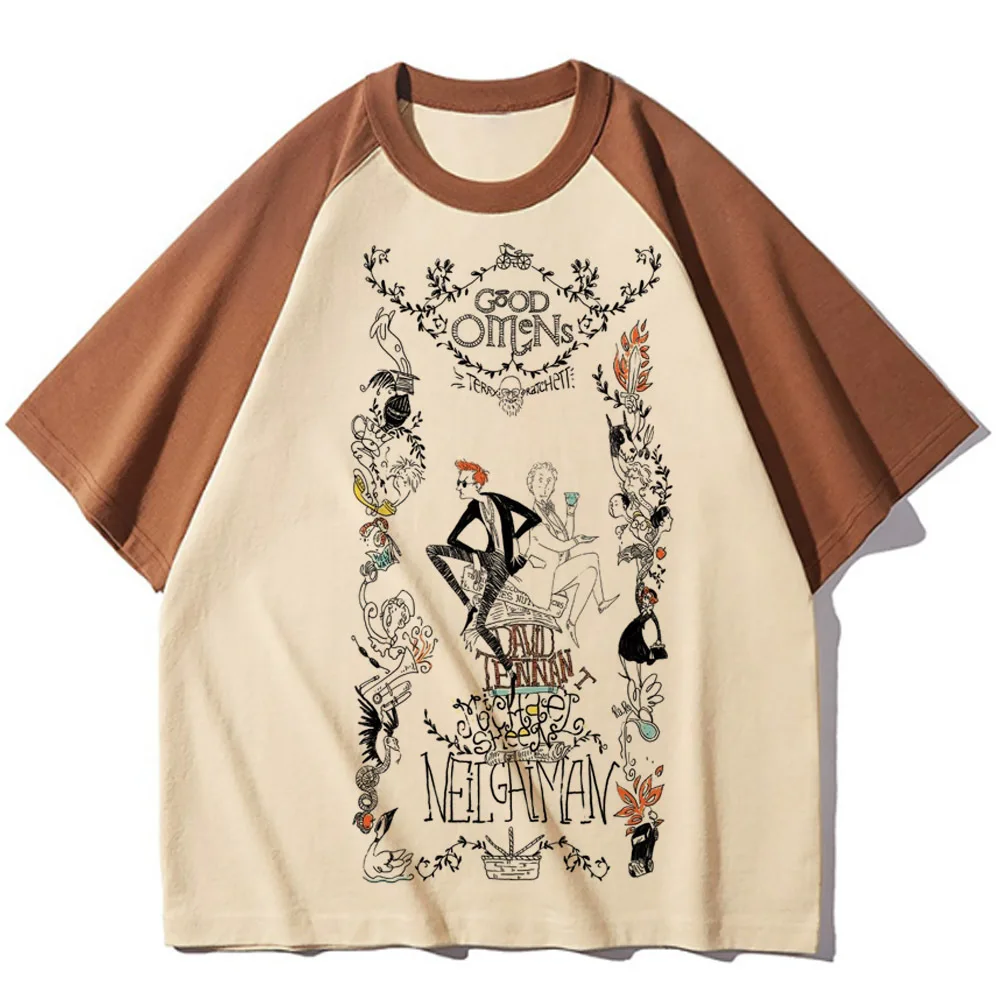 Футболка Good Omens женская элегантная футболка забавная одежда в стиле аниме