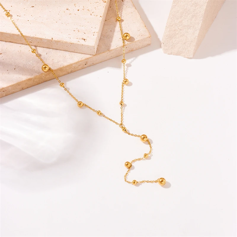 Роскошное ожерелье XIYANIKE из нержавеющей стали 316L с бусинами золотого цвета для