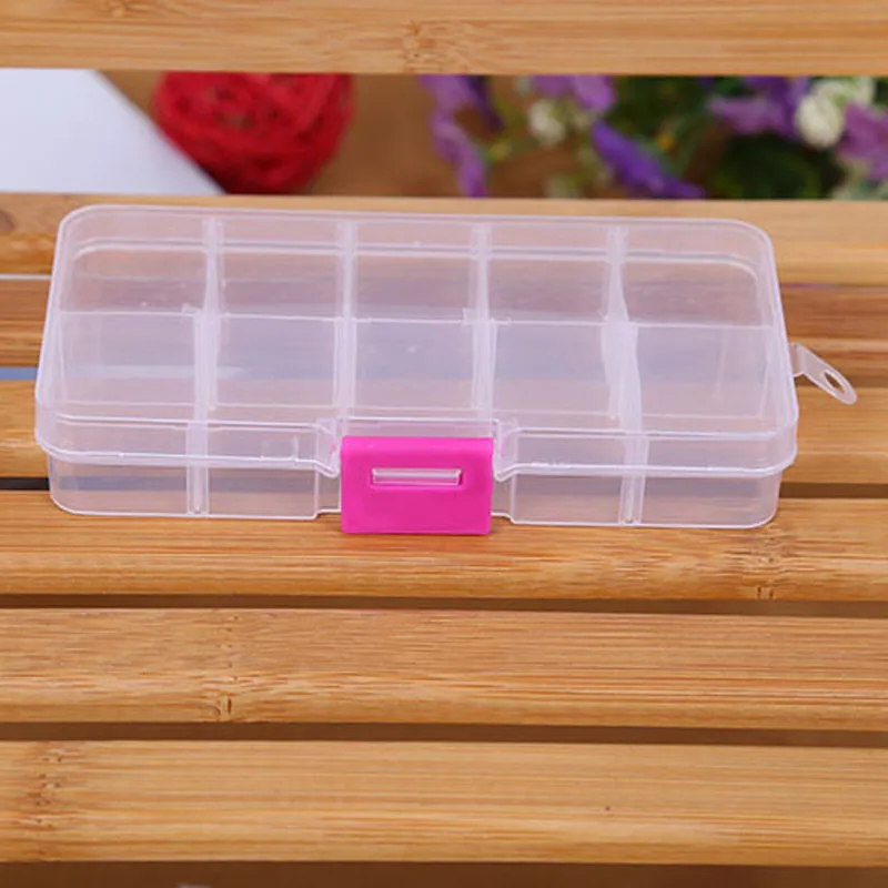 

10 Grids Adjustable Jewelry Beads Pills Nail Art Storage Box Case WH