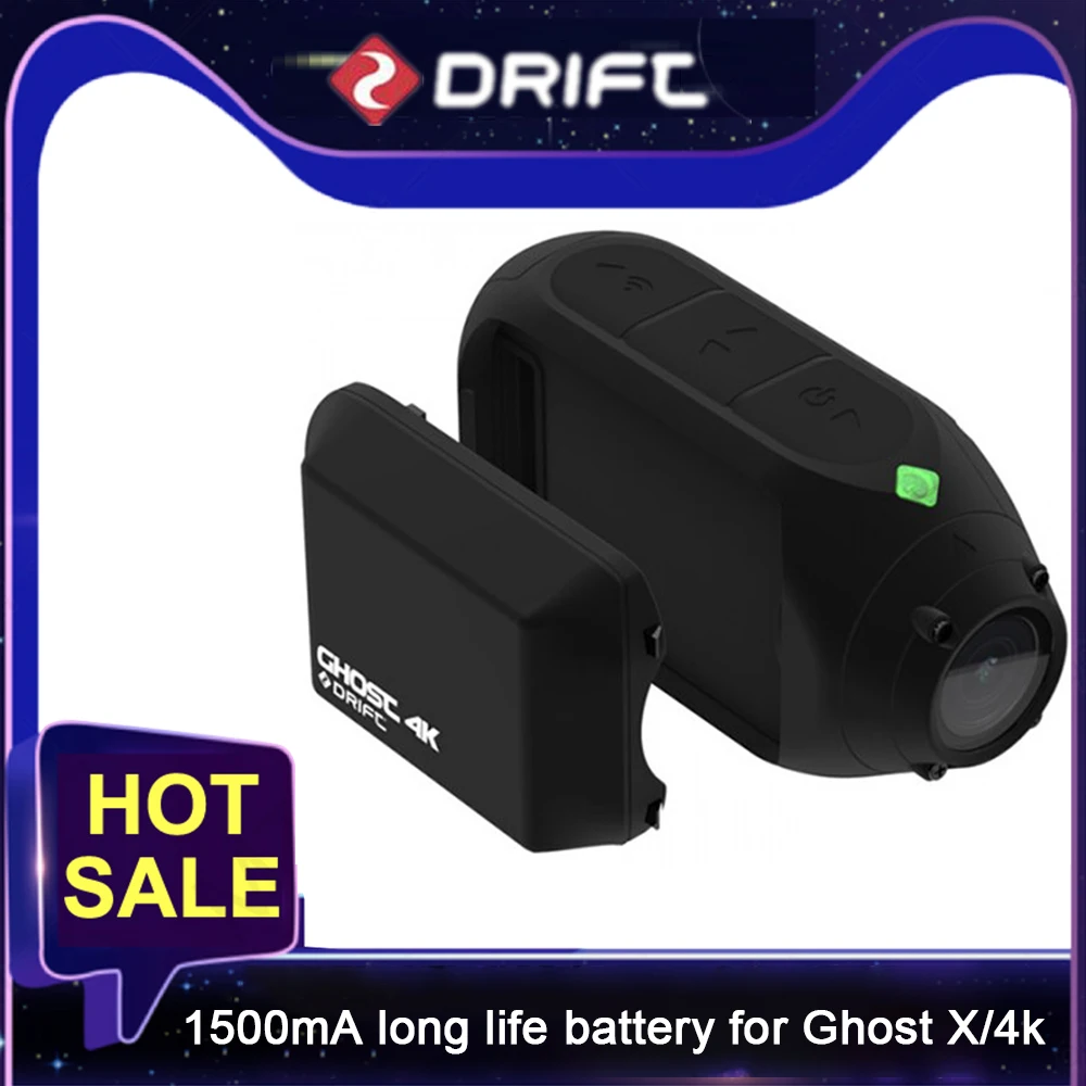 

Экшн-камера Drift Ghost 4k Ghost X, аксессуары для спортивной камеры, аккумулятор 1500 мА, Сверхдолгий Срок службы батареи 500 мА, стандартный модуль бата...