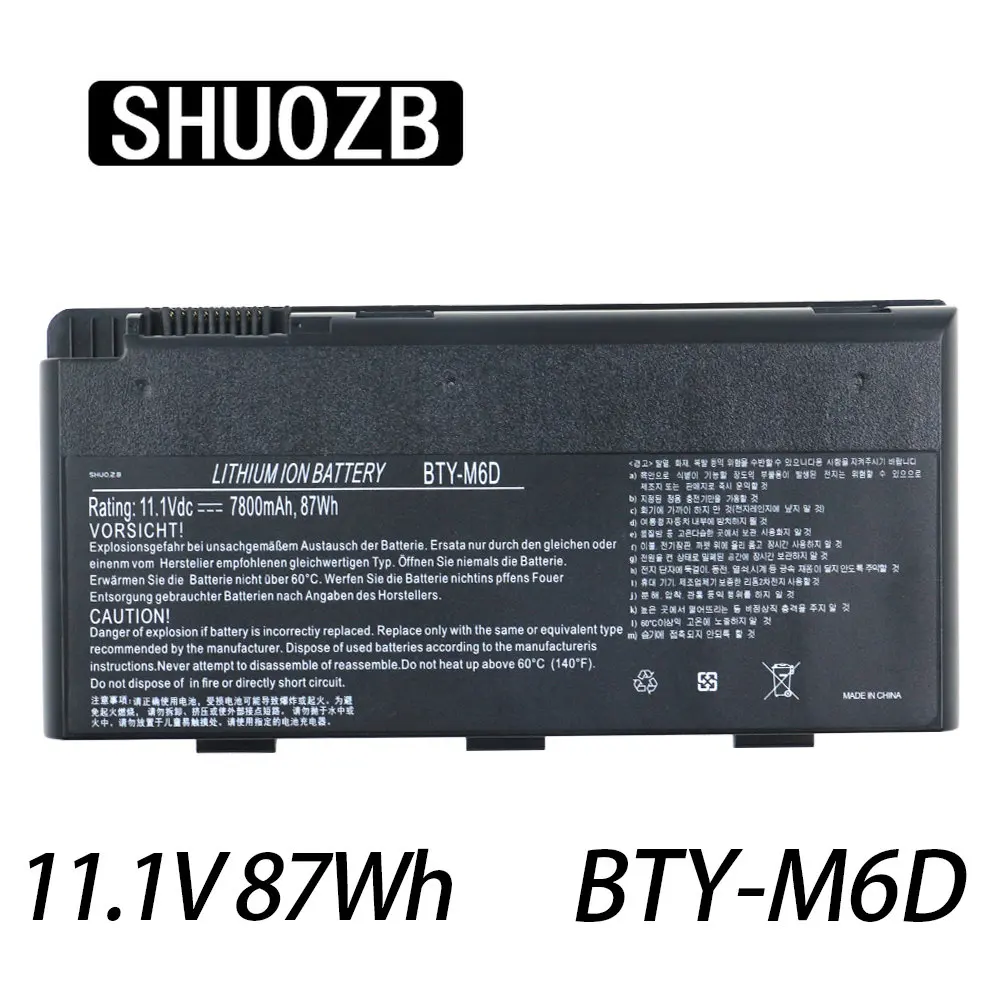 

New BTY-M6D Laptop Battery for MSI GT60 GT70 GX780R GX680 GX780 GT780R GT660R GT663R GX660 GT680R GT783R 9CELLS 7800mAh 87Wh