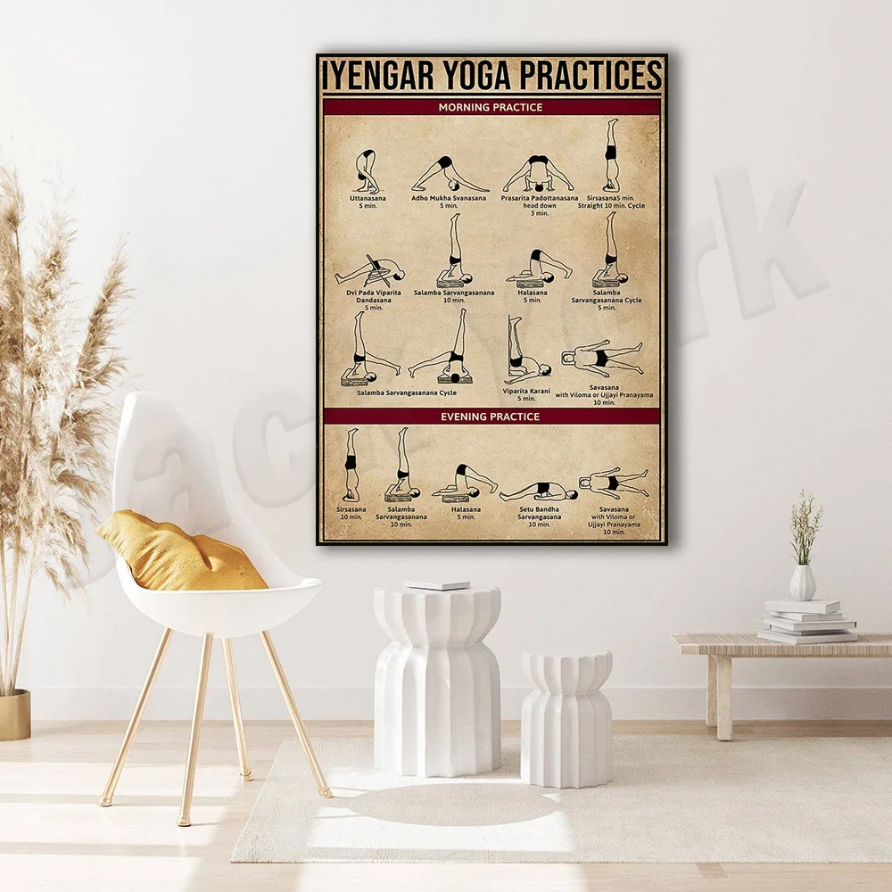 Iyengar yoga practice poster knowledge pose gift for lovers meditation printable