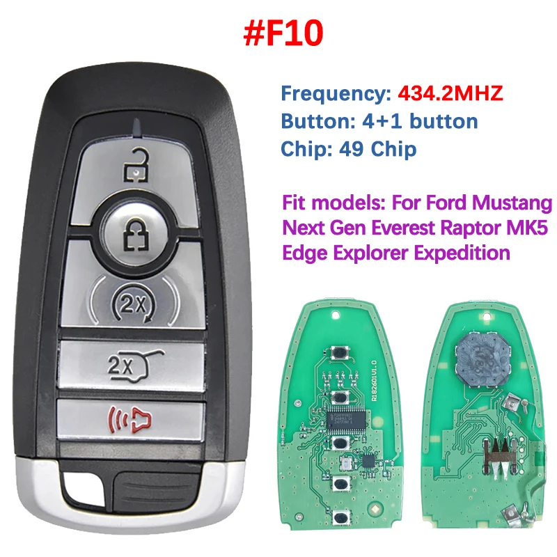 

CN 018098 Смарт-ключ послепродажного обслуживания, чип 434,2 МГц 49 для Ford Next Gen Everest Raptor MK5 Taurus Mustang Edge Explorer Fusion